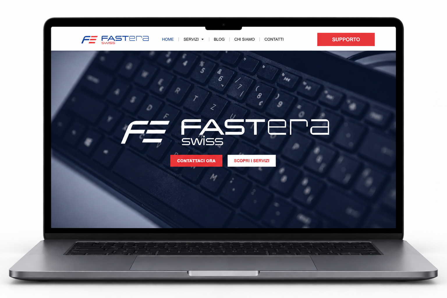 Mockup Laptop del Sito Fastera Swiss